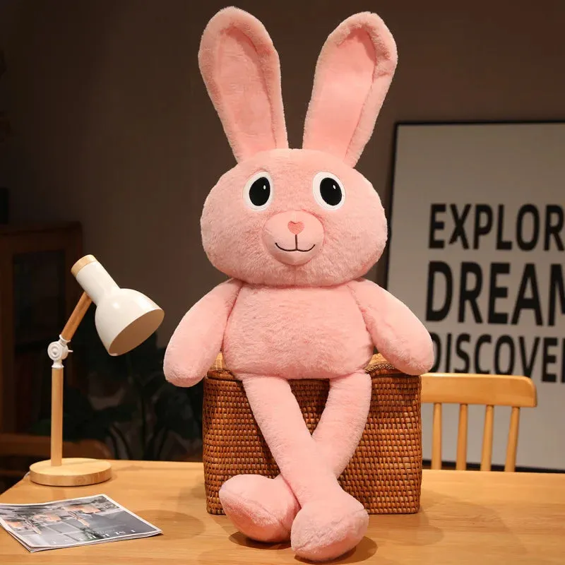 100cm New Creative Pull Ear Rabbit Anime Rabbit Plush Toy Pink Rabbit Doll Adjustable Length Long Ear Rabbit Birthday Gift