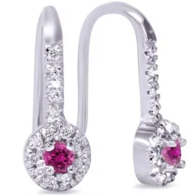 1/3ct Womens Pink Sapphire & Diamond Dangle Earrings 14K White Gold