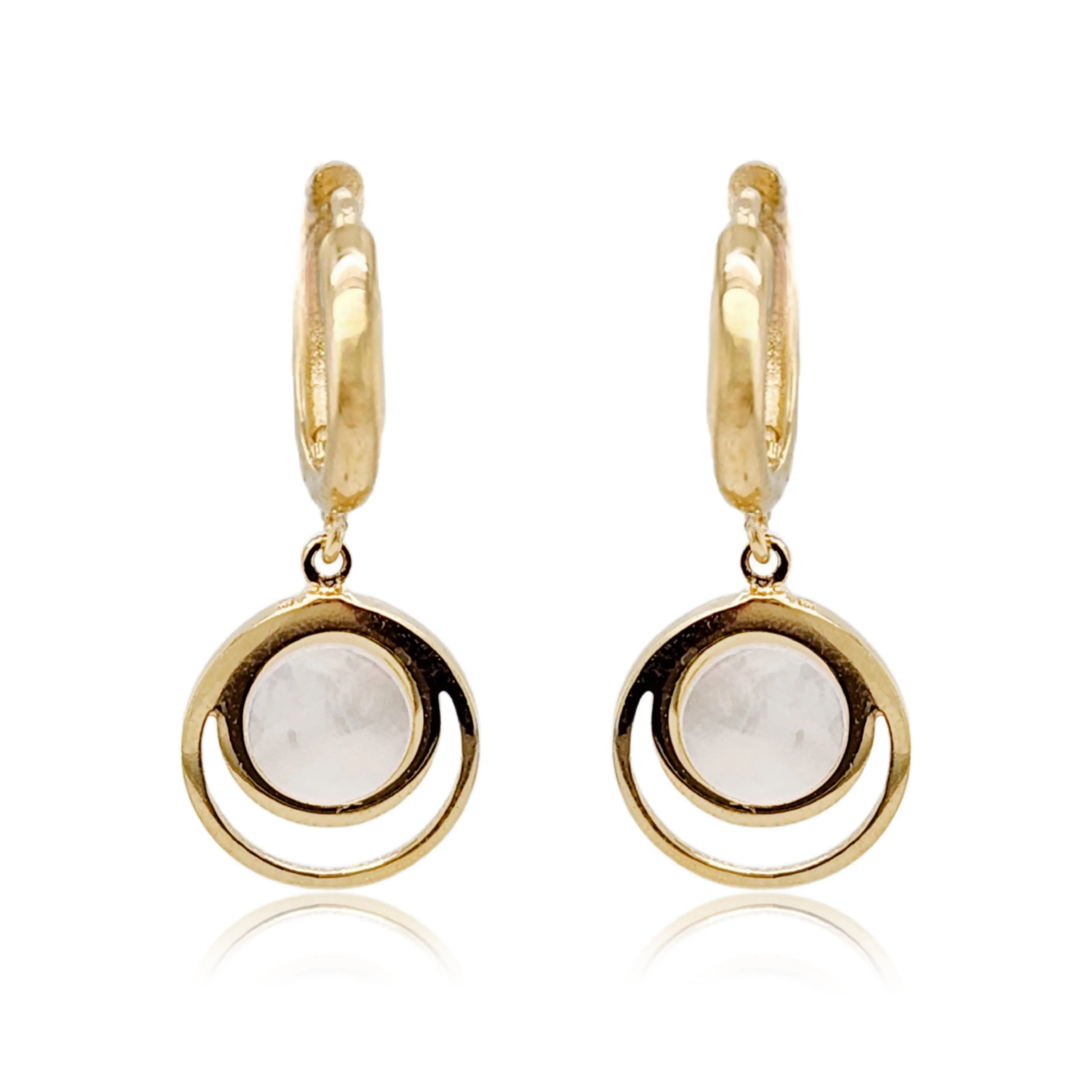 14k Gold Mother of Pearl Circles Earring