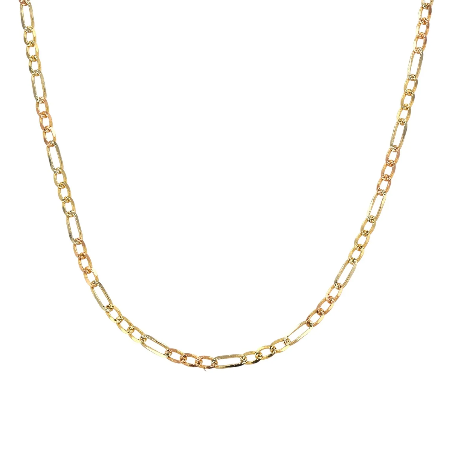 14K Three Color Gold Figaro Chain 2.2mm x 22inch -226771