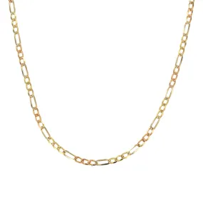 14K Three Color Gold Figaro Chain 2.2mm x 22inch -226771