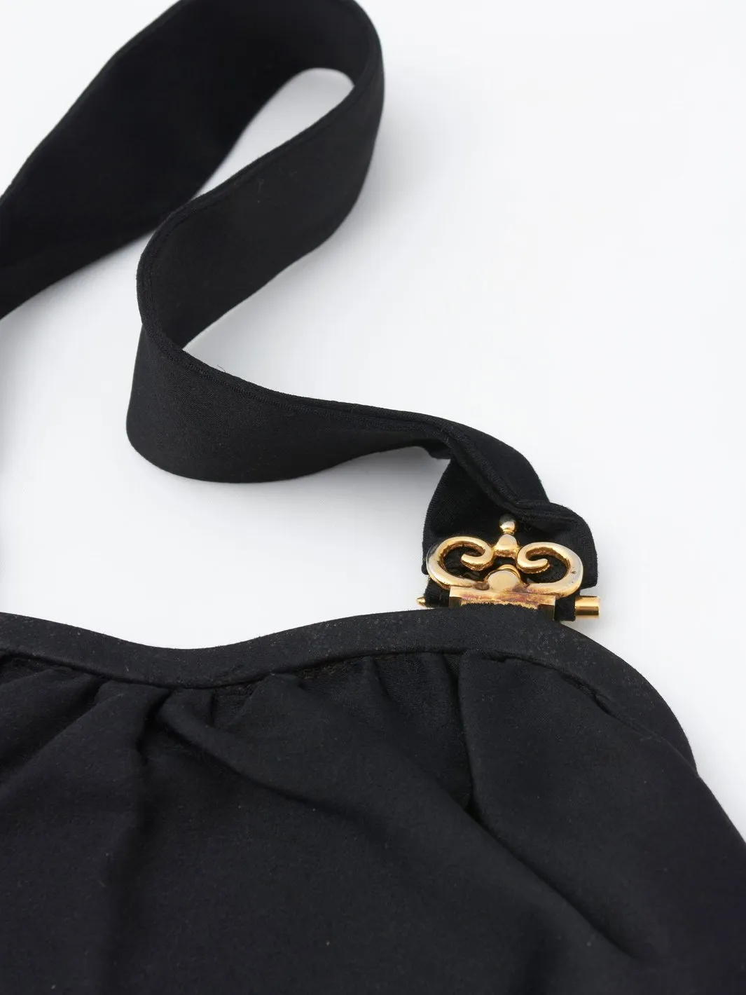 1940s black satin evening purse