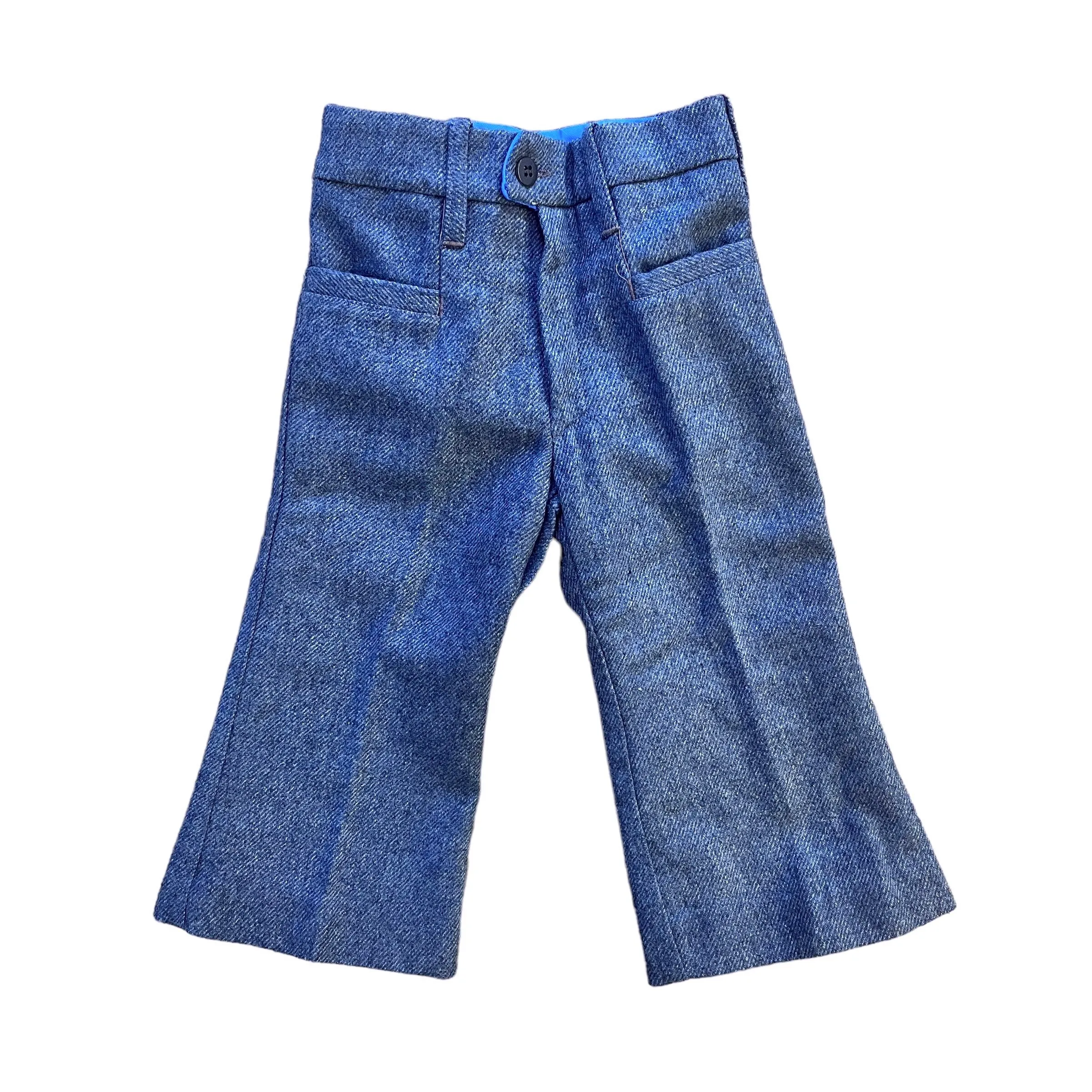 1970s Blue/Grey Flare Trousers /  12-18M