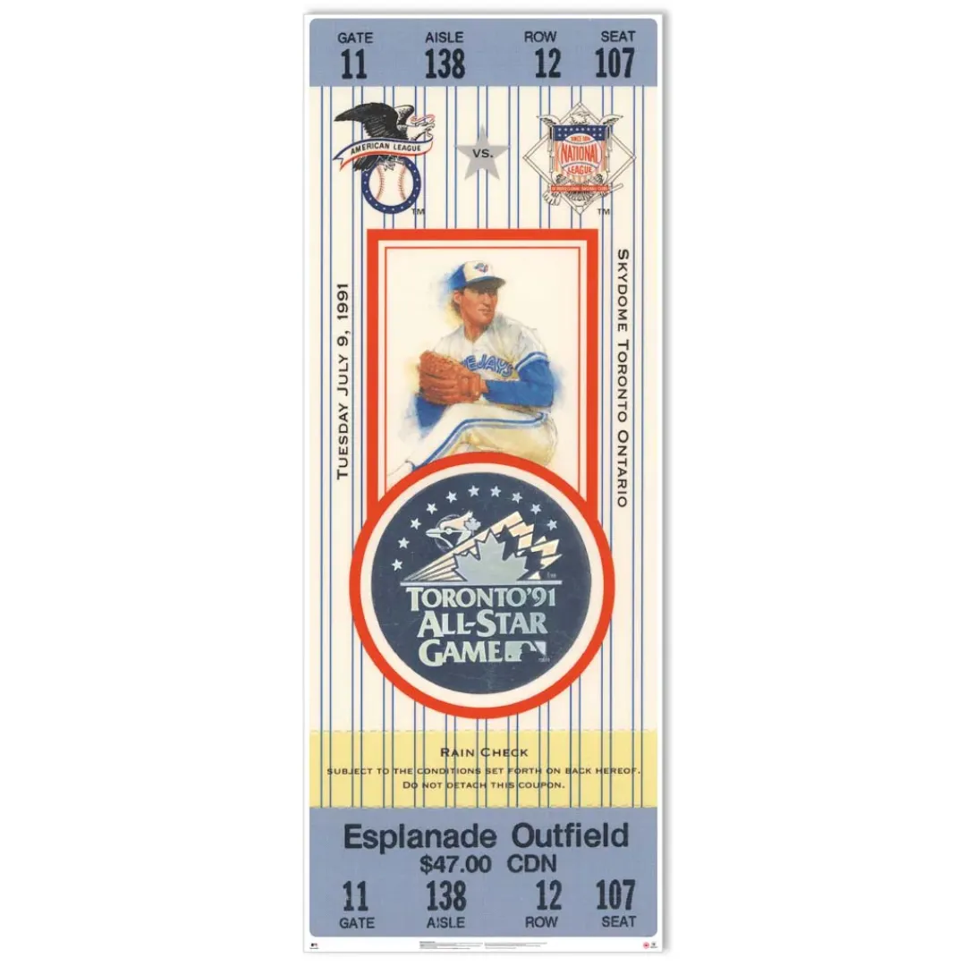 1991 Toronto MLB All-Star Game Ticket 48" Wall Decal