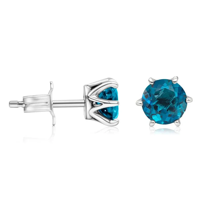 925 Silver Blue CZ Studs - Dec Birthstone, Handmade Gift