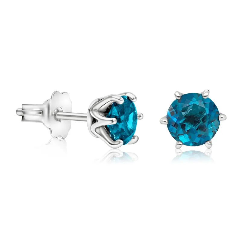 925 Silver Blue CZ Studs - Dec Birthstone, Handmade Gift