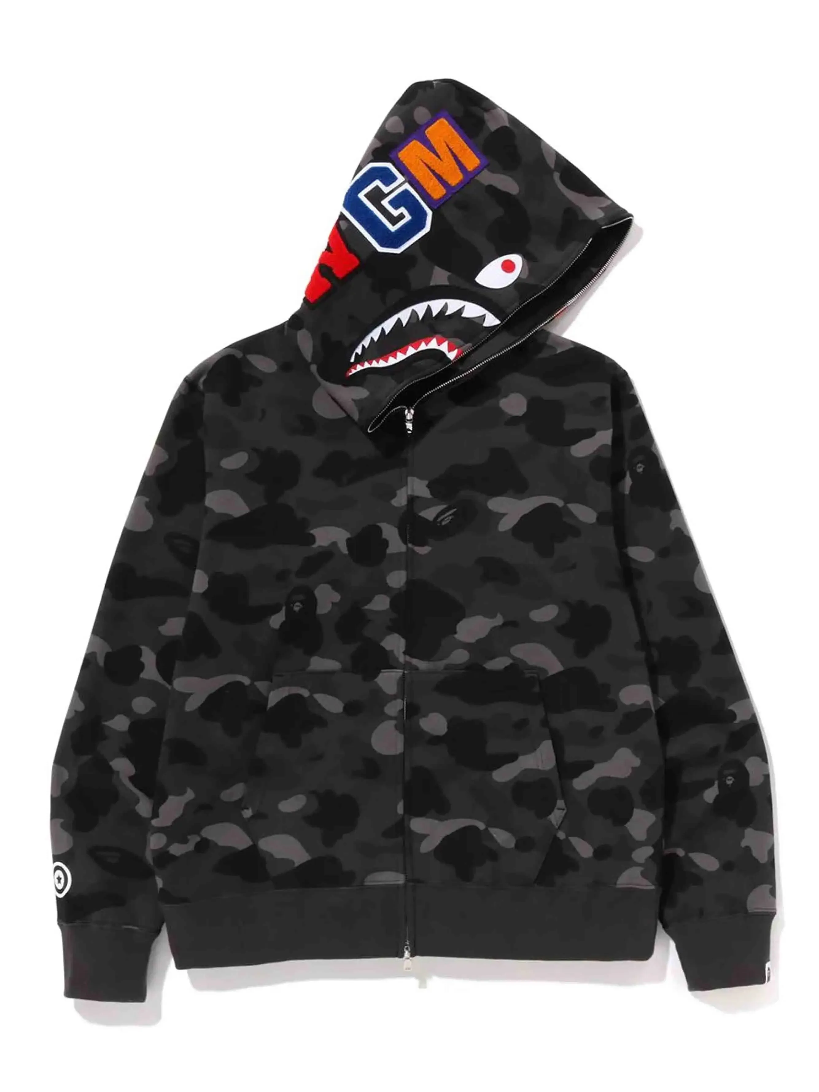 A Bathing Ape Colour Color Camo Shark Full Zip Hoodie Black