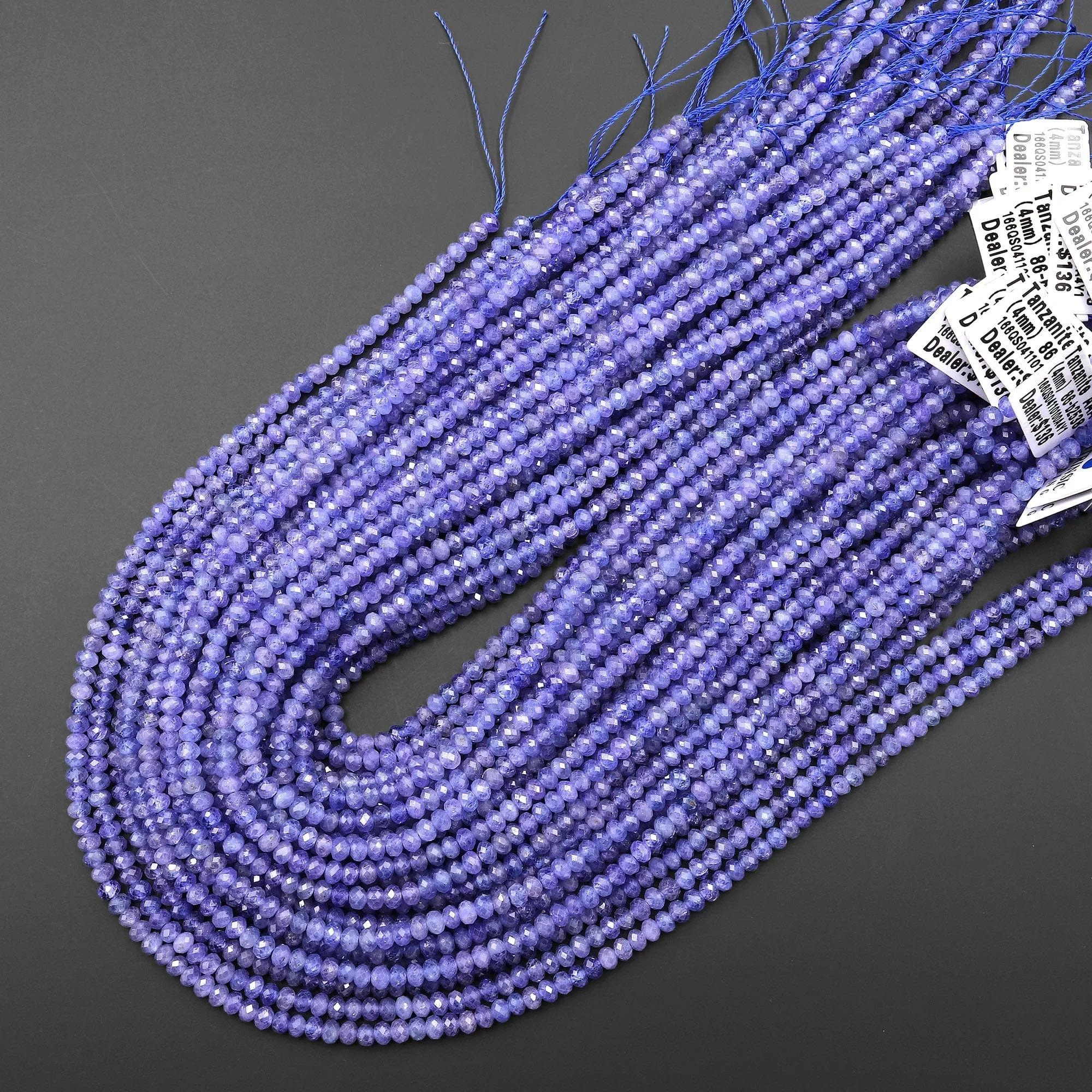 AAA Faceted Natural Tanzanite Rondelle Beads 4x3mm Micro Laser Cut Real Genuine Gemstone 15.5" Strand