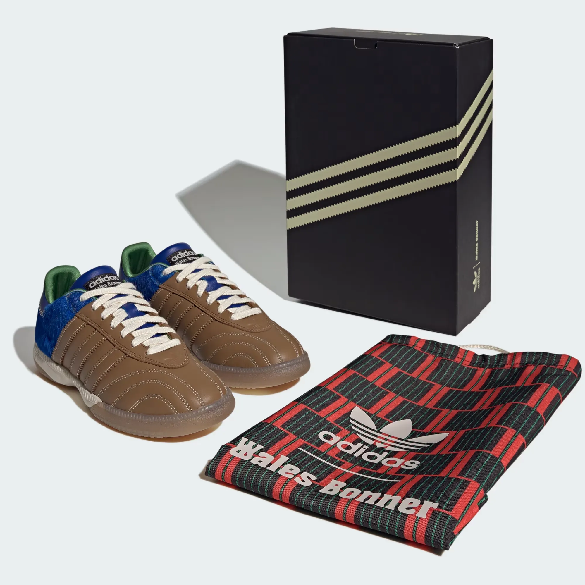 adidas x Wales Bonner Samba Millennium Sneakers - Brown / Blue / Royal Blue