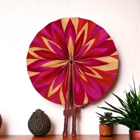 African Hand fan - Ankara print Hand fan - Yaa - Pink kente