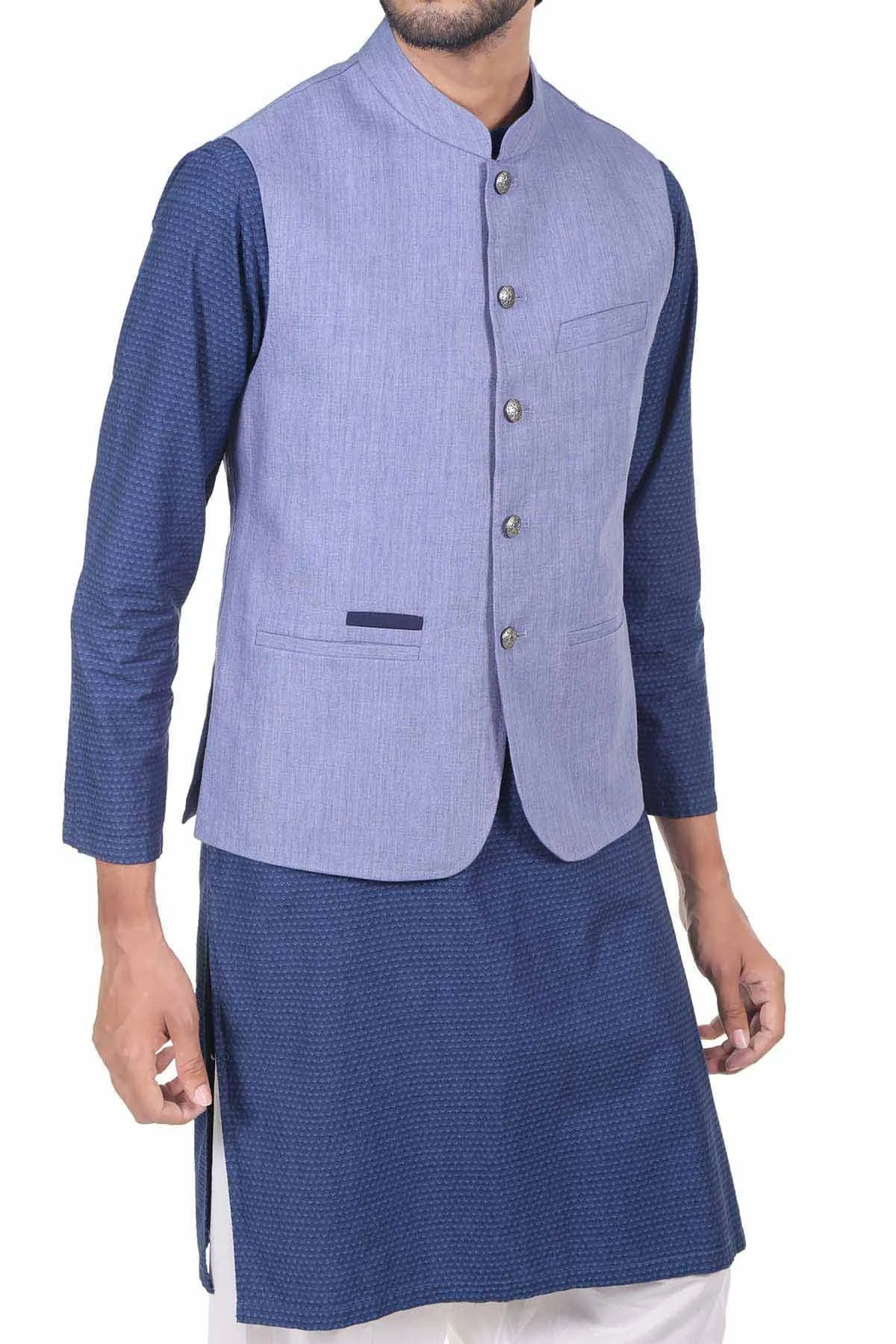 Afroz Waistcoat Grey Blue