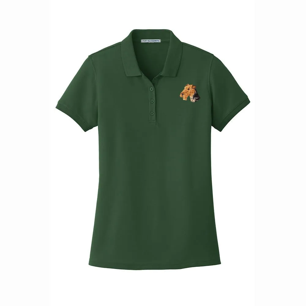 Airedale Terrier Embroidered Women's Short Sleeve Polo