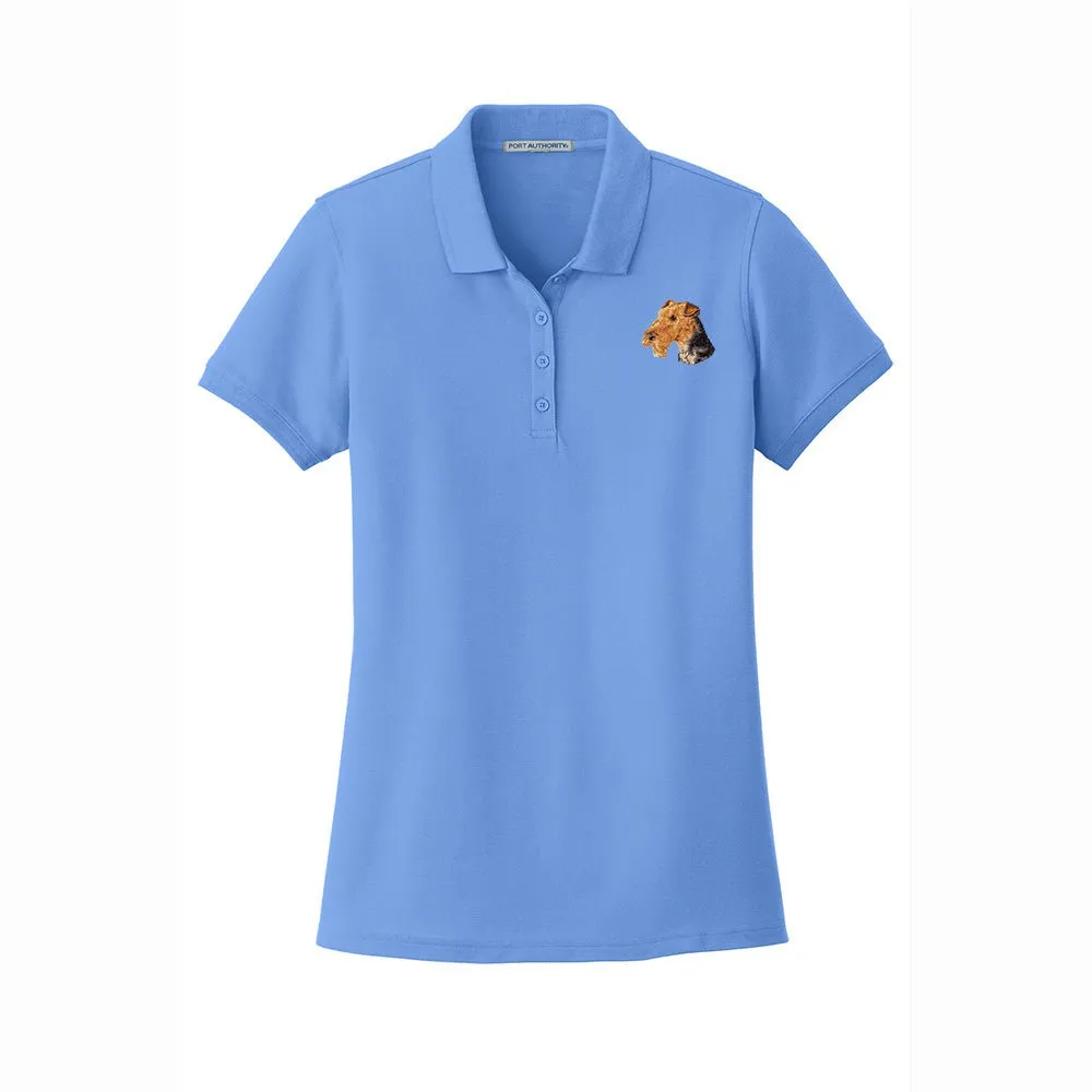 Airedale Terrier Embroidered Women's Short Sleeve Polo