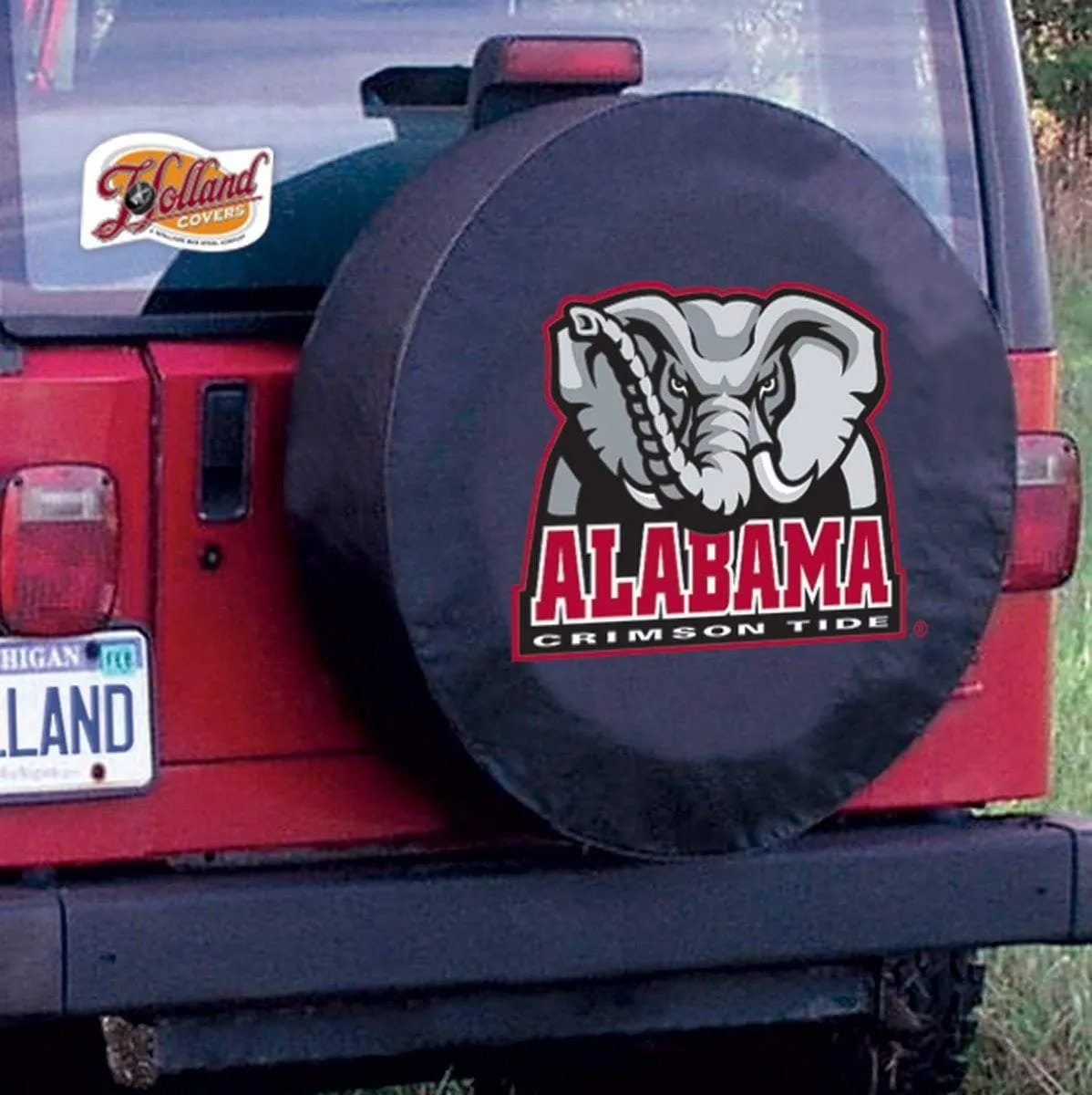 Alabama Crimson Tide HBS Black Vinyl Fitted Car Tire Cover