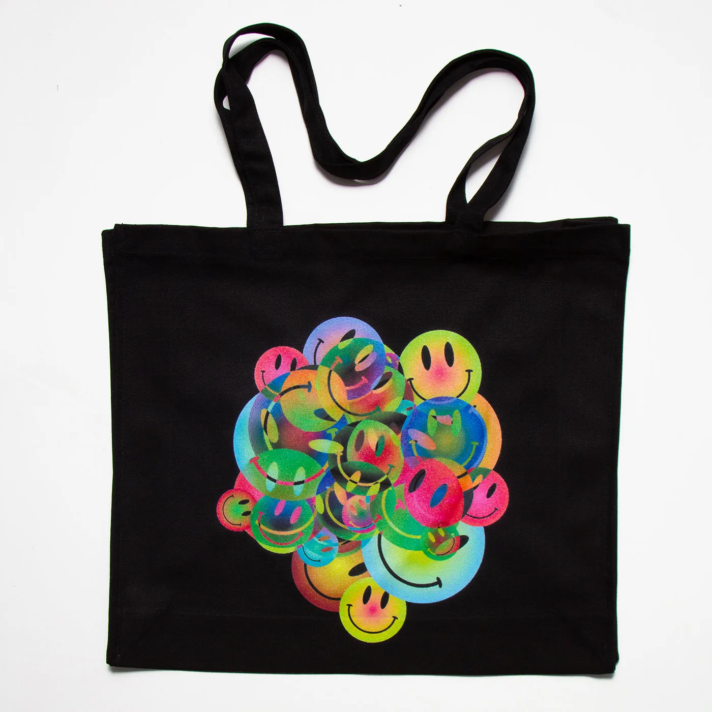 All The Smileys - Gusset Tote Bag - Black