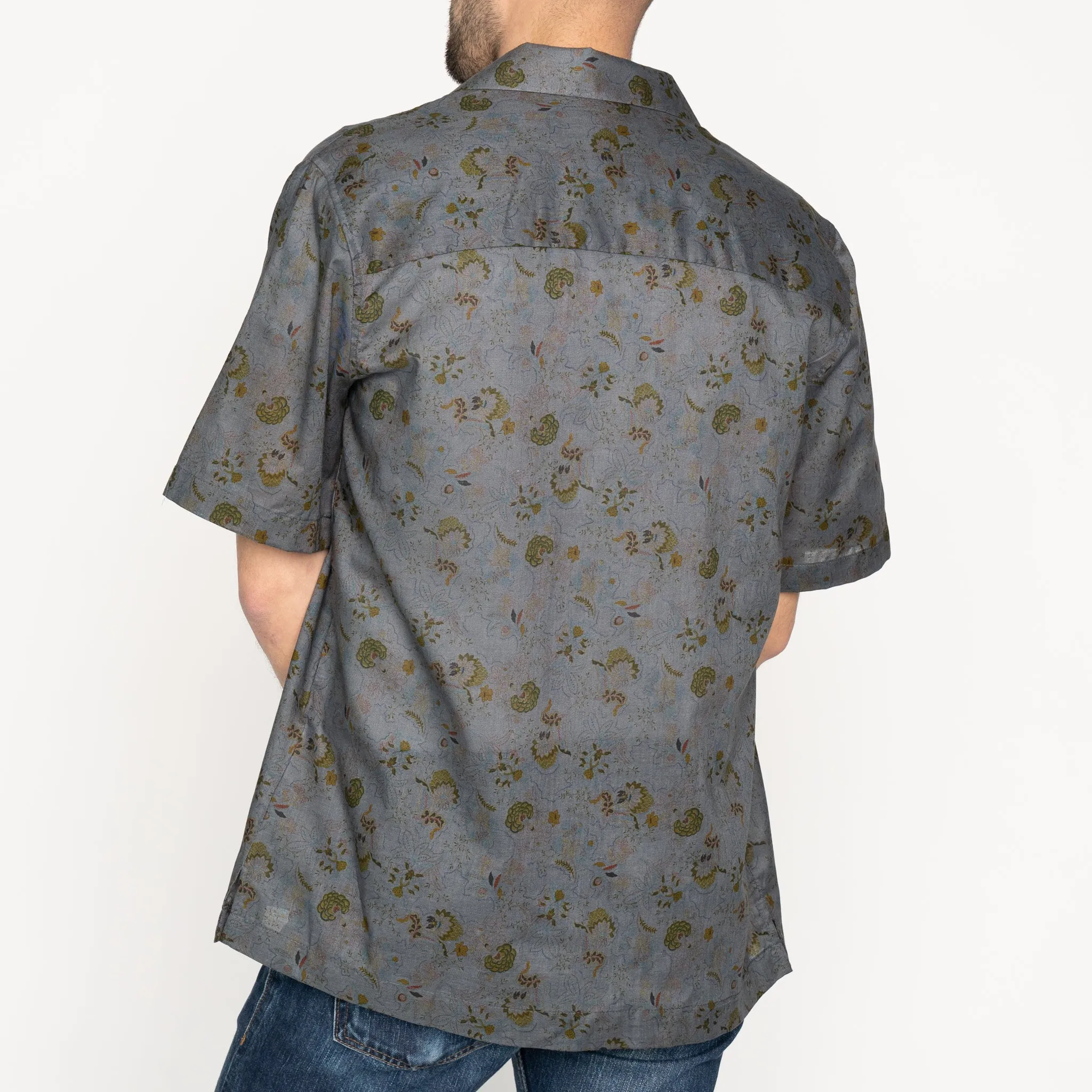 Aloha Shirt - Flora Sketches - Grey Blue