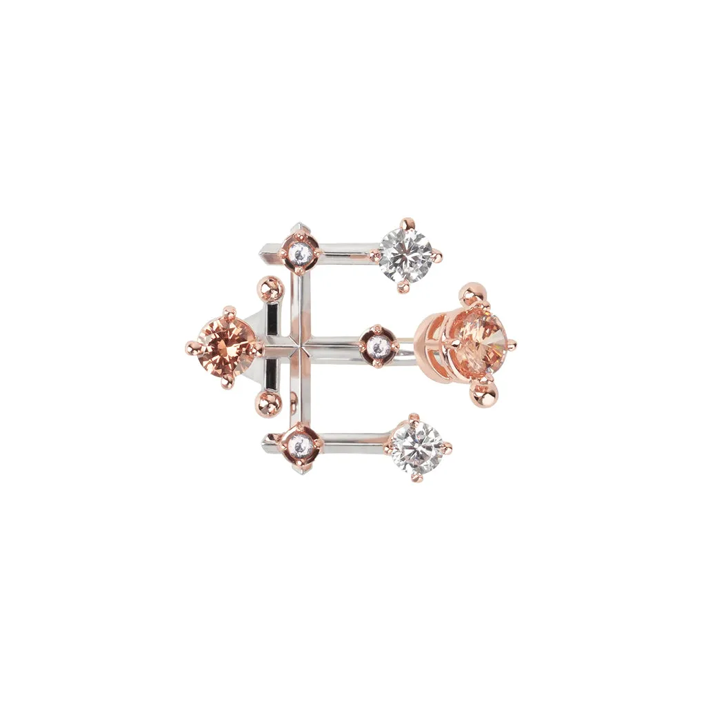 Alphabet E Ring [Champagne/White gems]