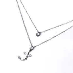 Alphabet J Necklace[White gems]