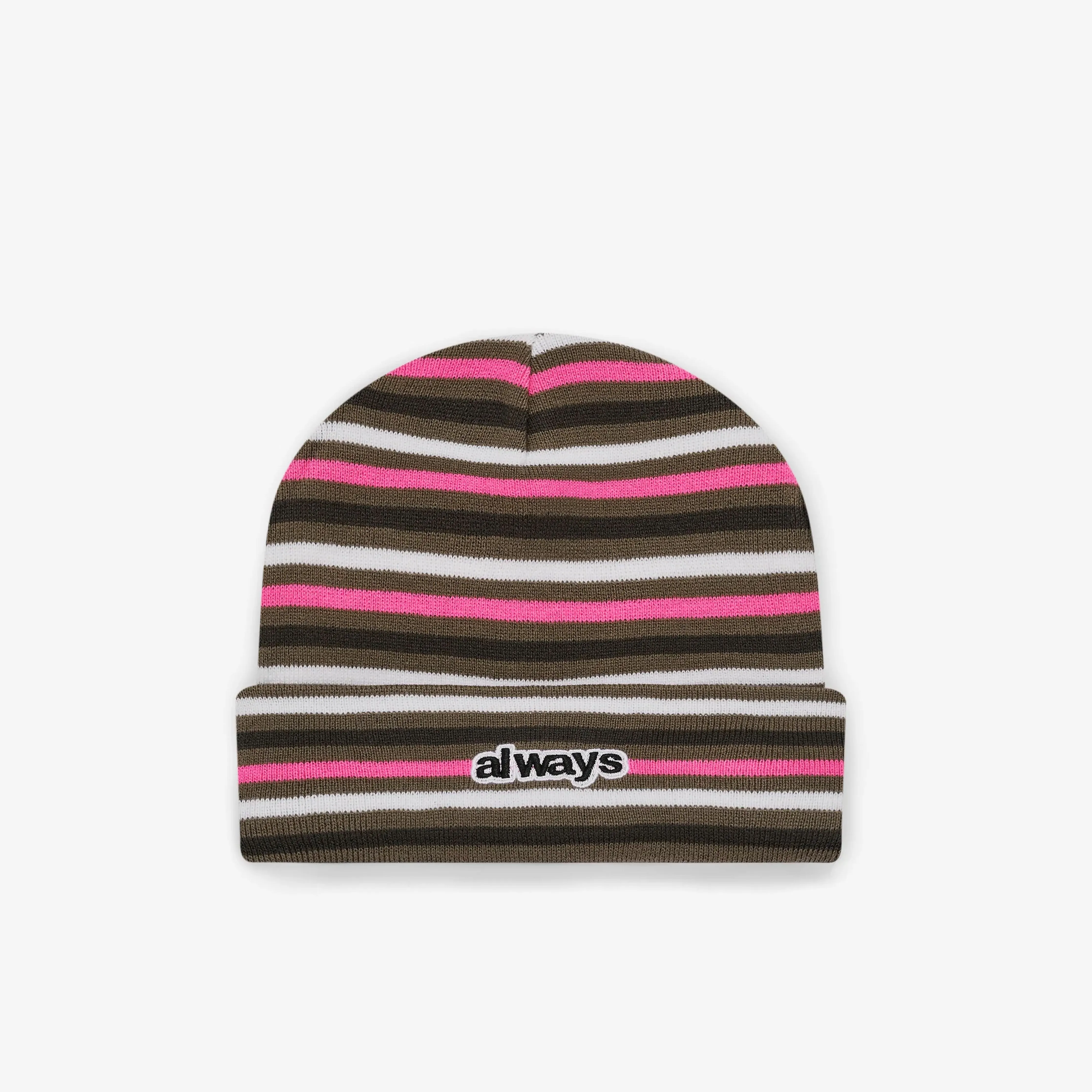 Always Do What You Should Do Reversible Stripe @sun Cuff Beanie - Grey