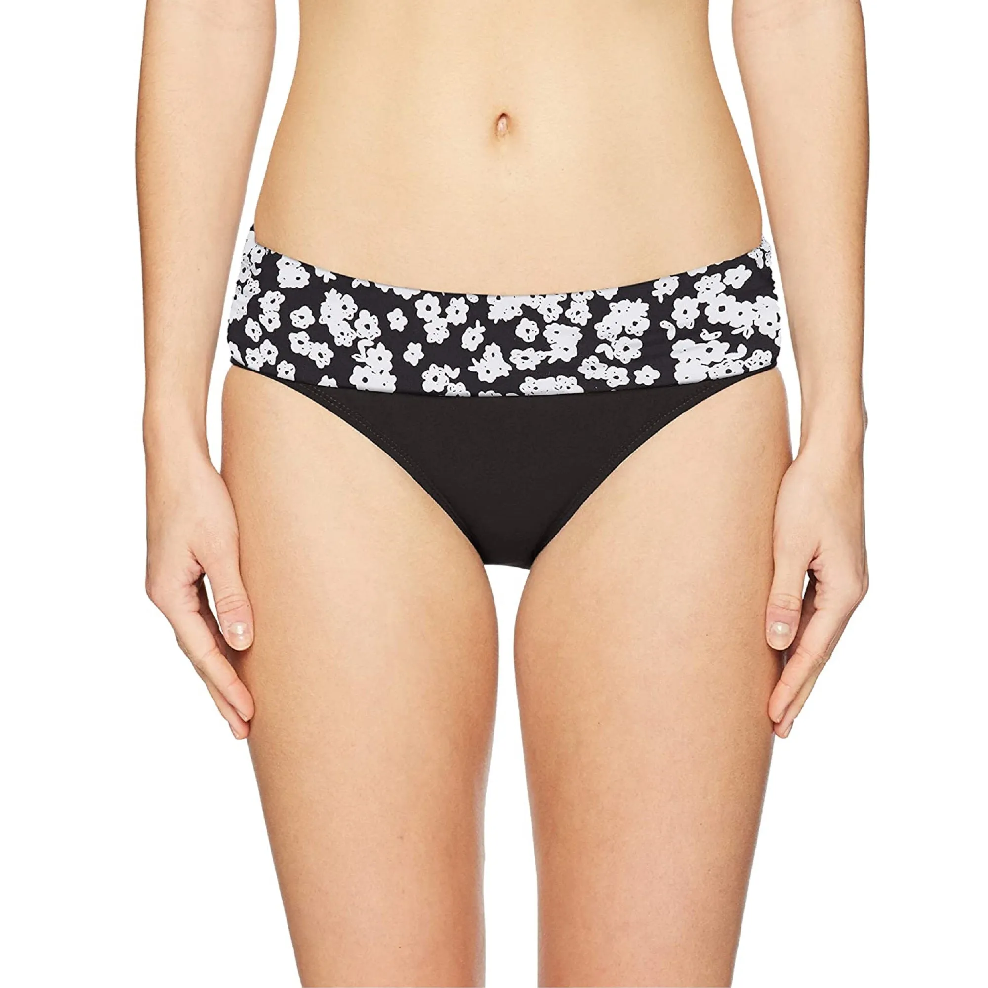 Anne Cole Women's Itsy  Black Fold Over Mid-Rise Bikini Bottom, XS