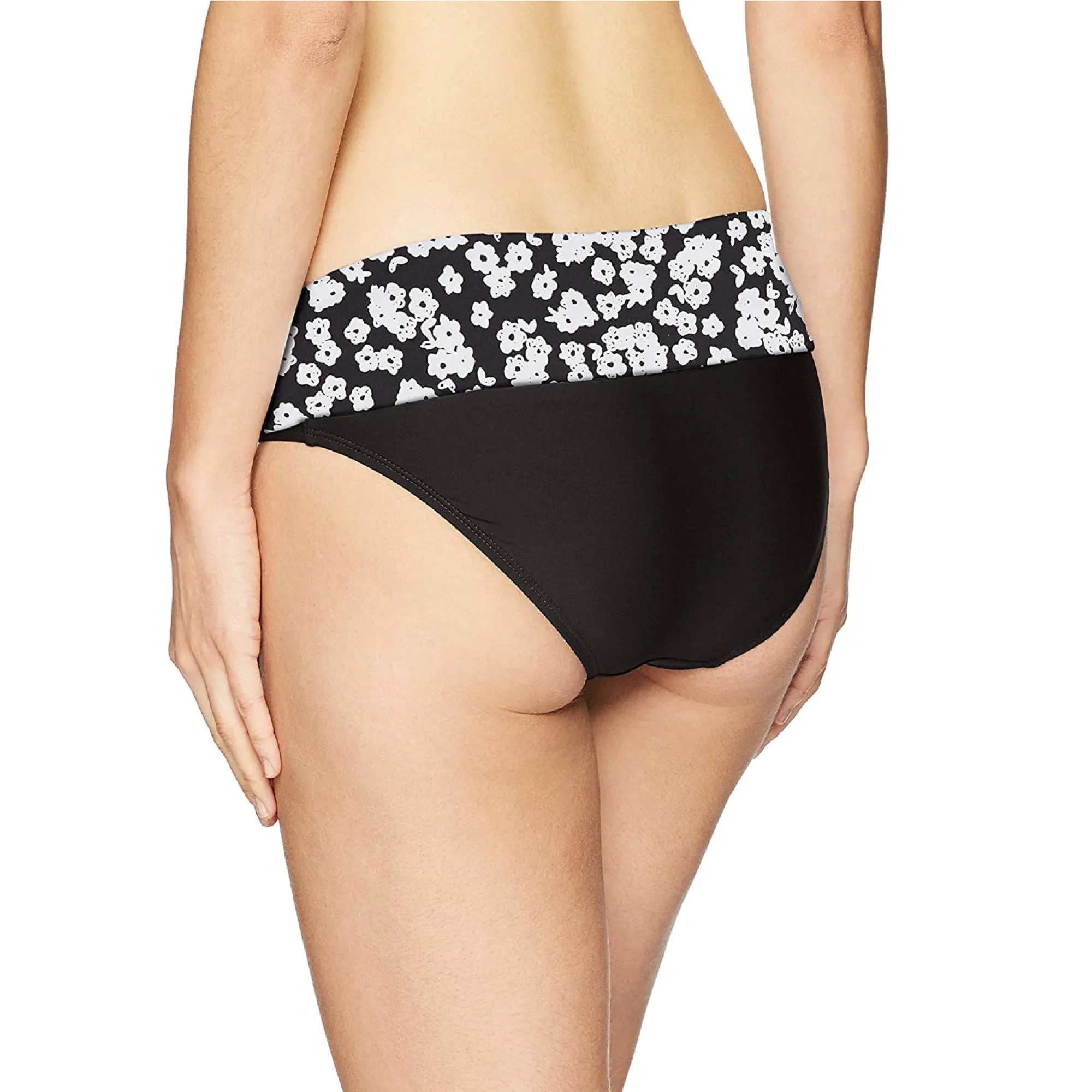 Anne Cole Women's Itsy  Black Fold Over Mid-Rise Bikini Bottom, XS