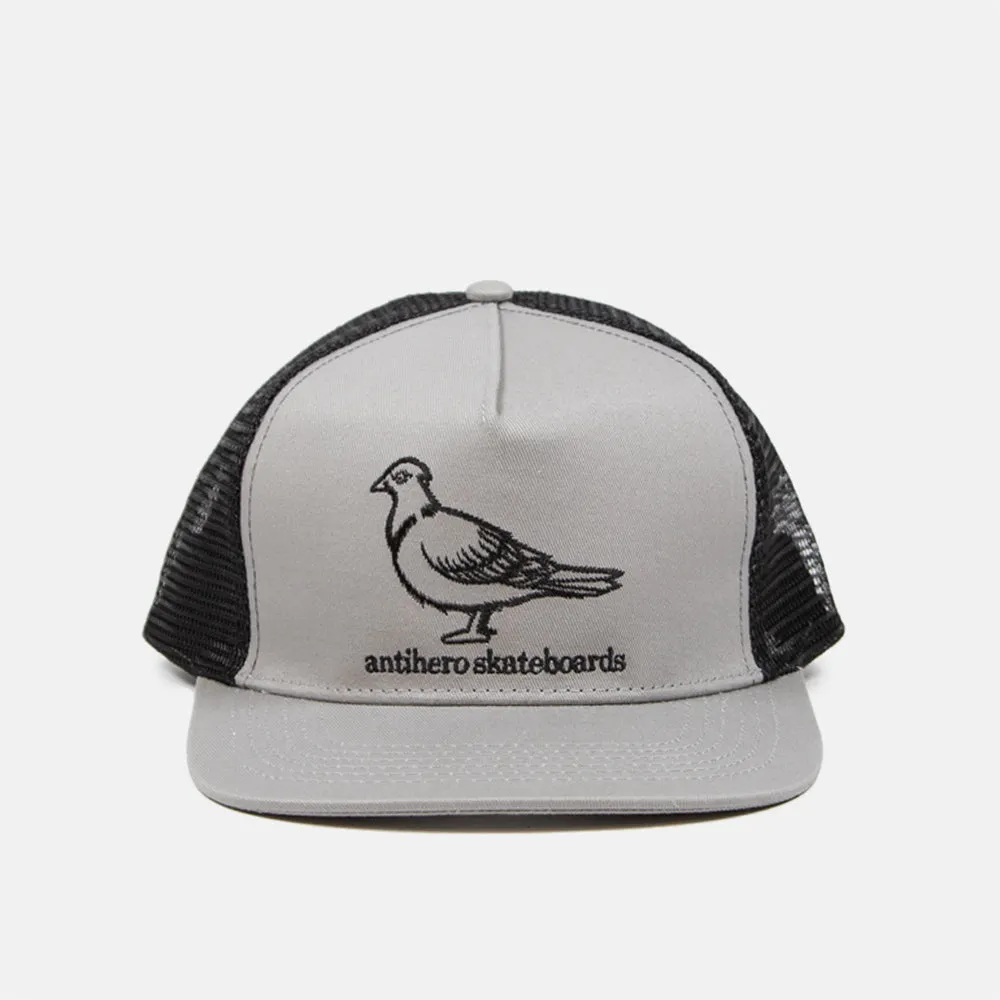 Anti Hero Skateboards - Basic Pigeon Round Meshback Trucker Cap - Silver / Black