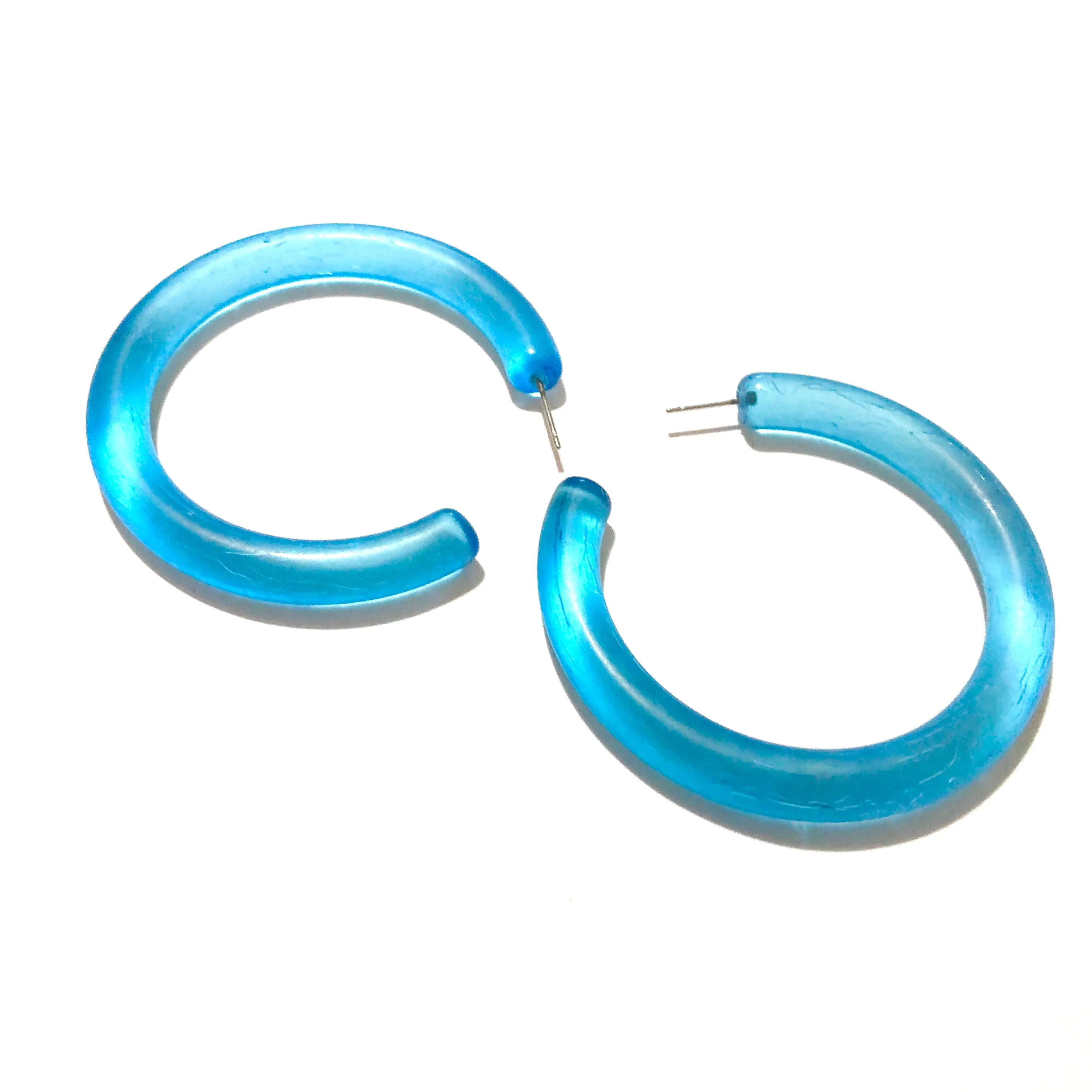 Aqua Blue Maximus Semi Matte Maximus Hoop Earrings