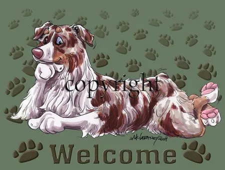 Australian Shepherd Red Merle - Welcome - Mat