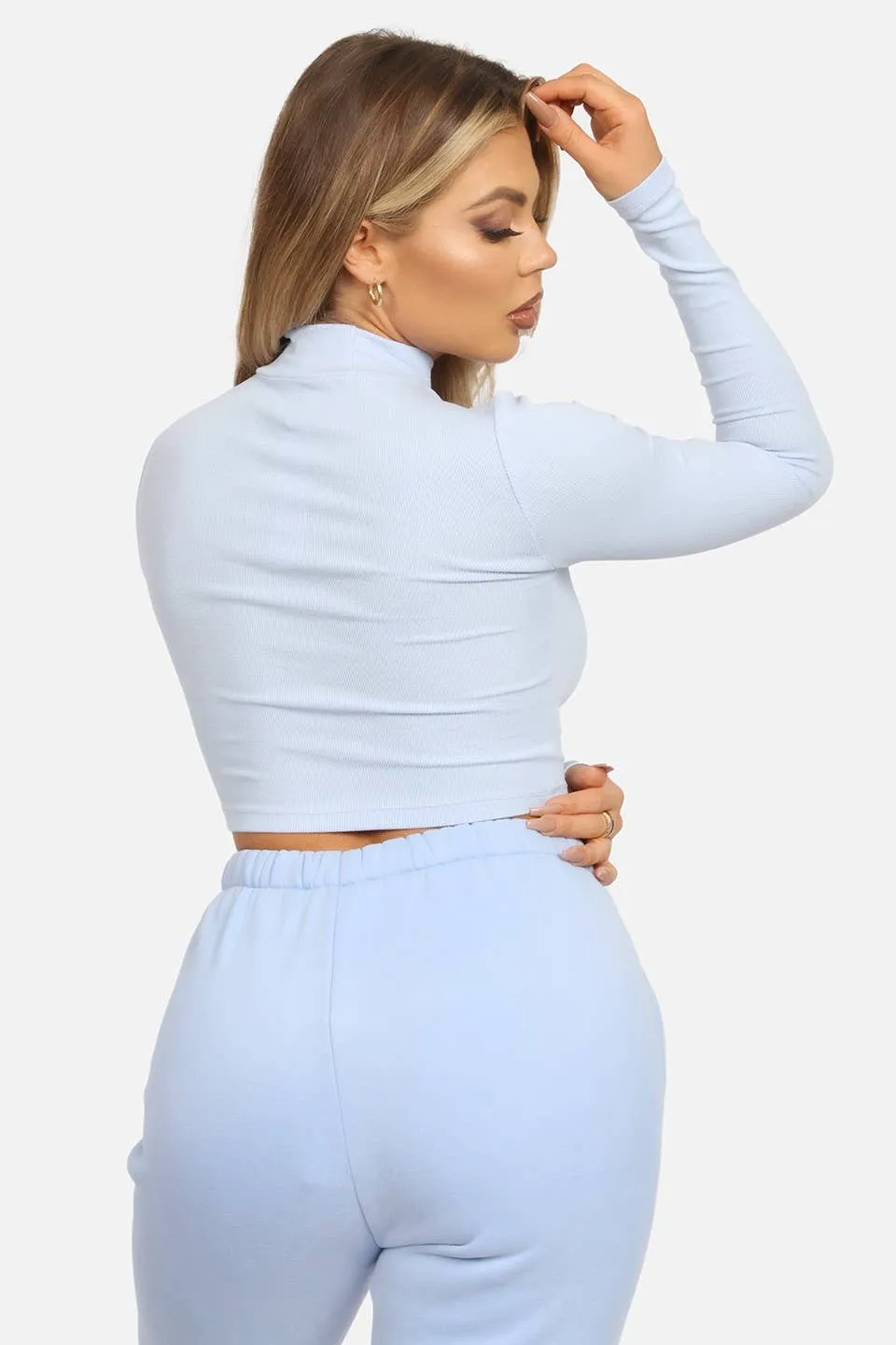 Baby Blue Slinky Ribbed Crop Top