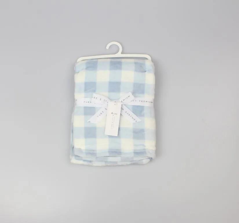 BABY BLUE STRIPE PRINT PLUSH FLEECE WRAP (75x100cm) (PK6 ) G13067