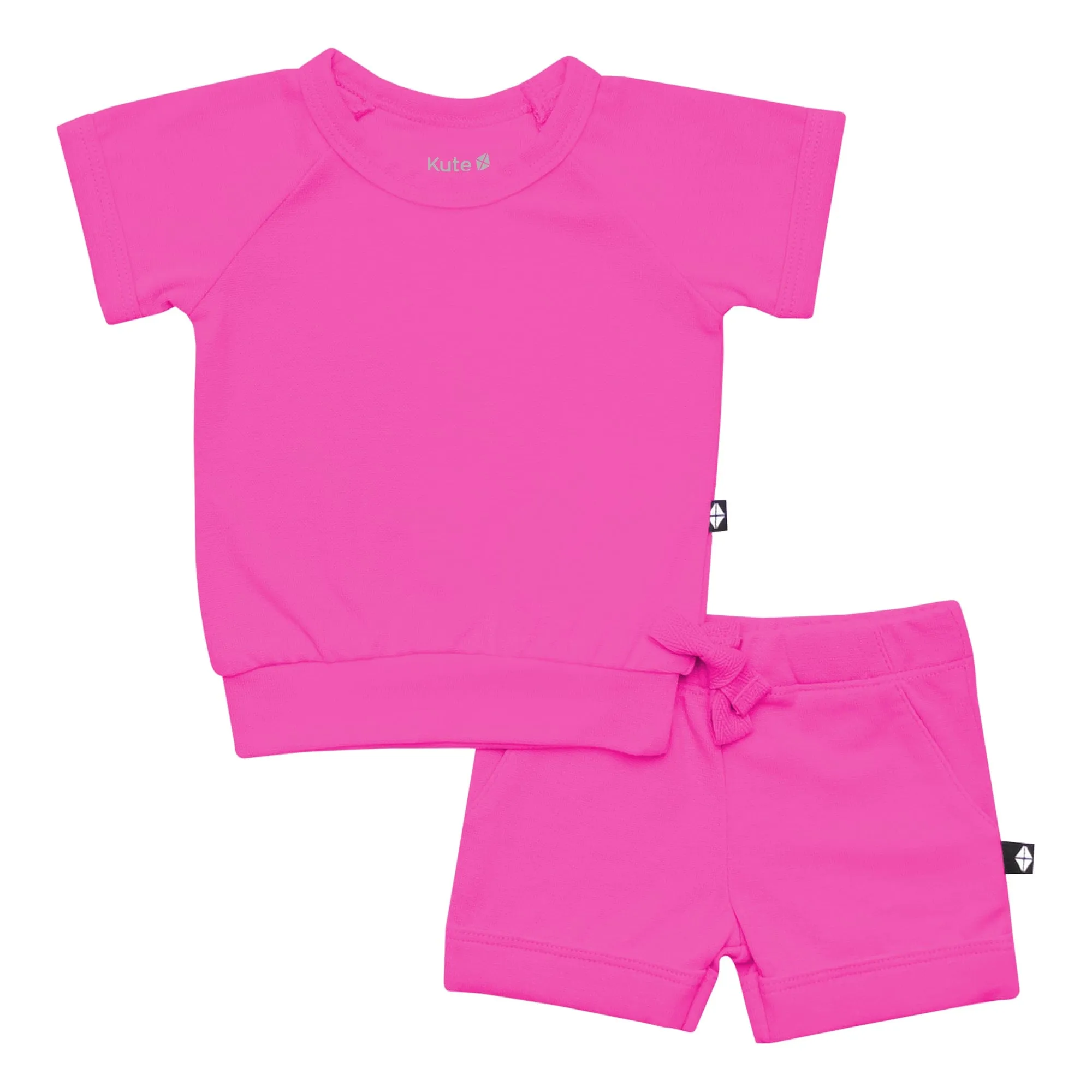 Bamboo Jersey Short Sleeve Jogger Set in Raspberry