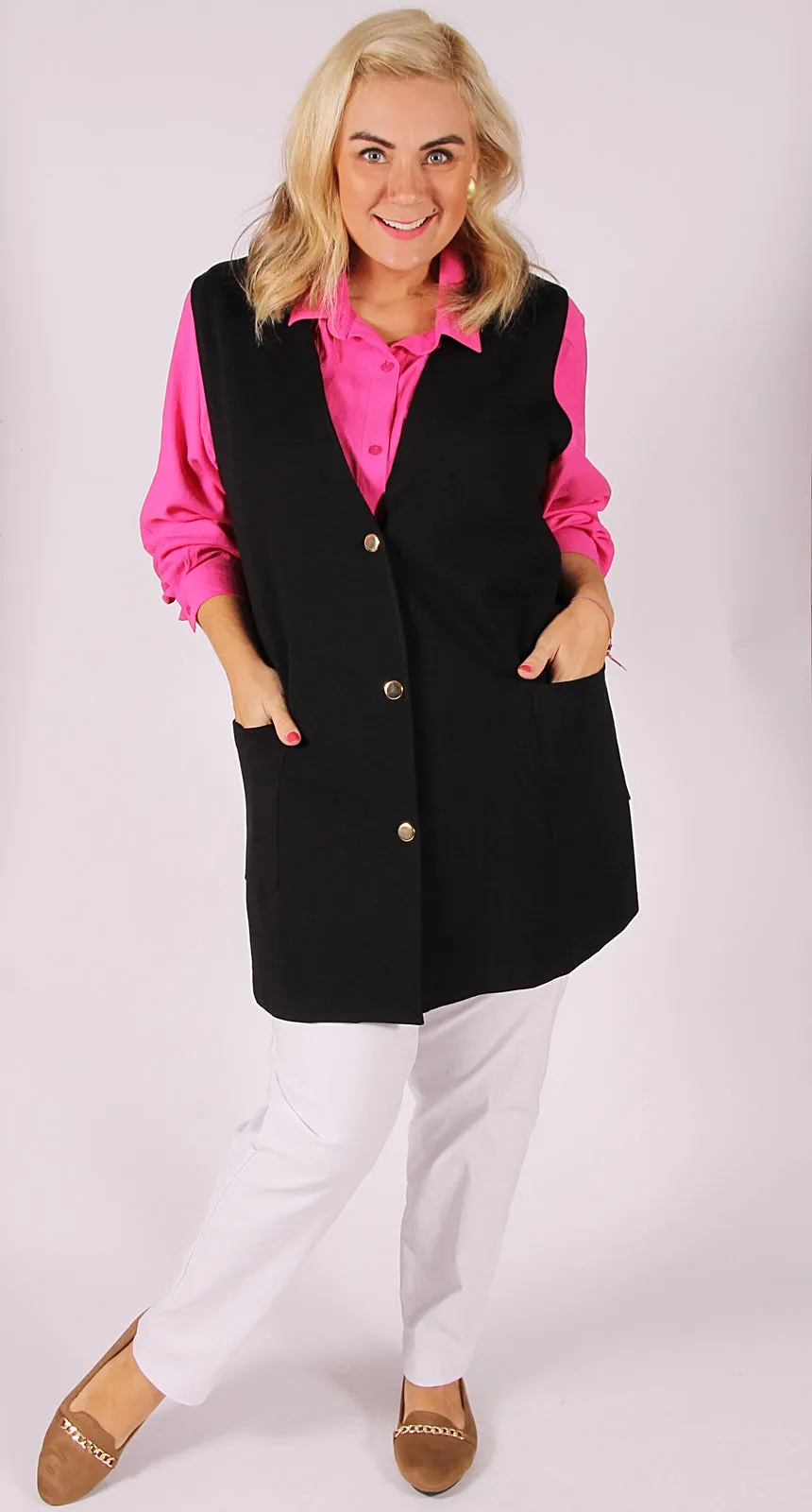 Bamboo Polyester Classic Blouse With Pleating Pink