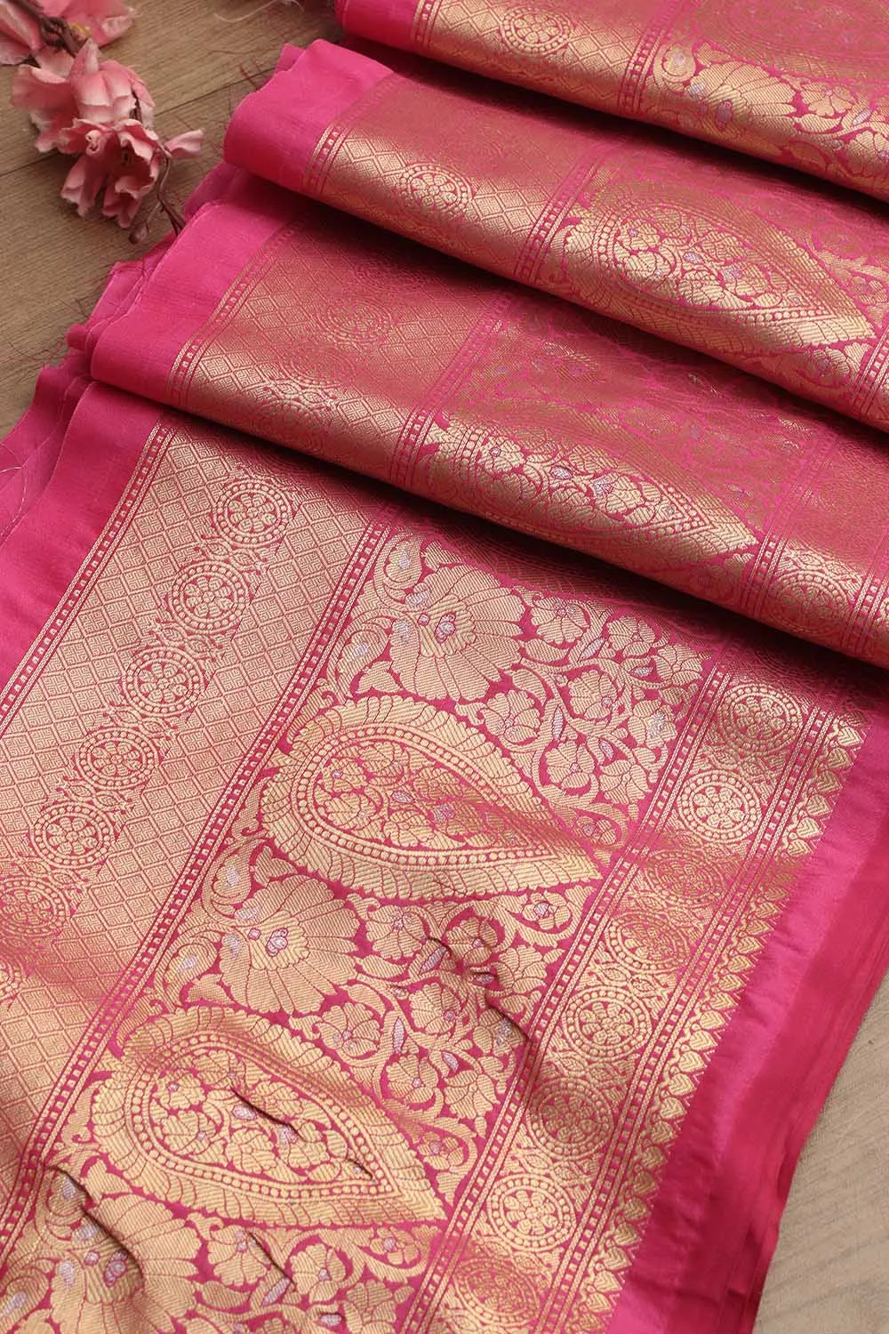 Banarasi Silk Lace: Pretty Pink 1 Mtr