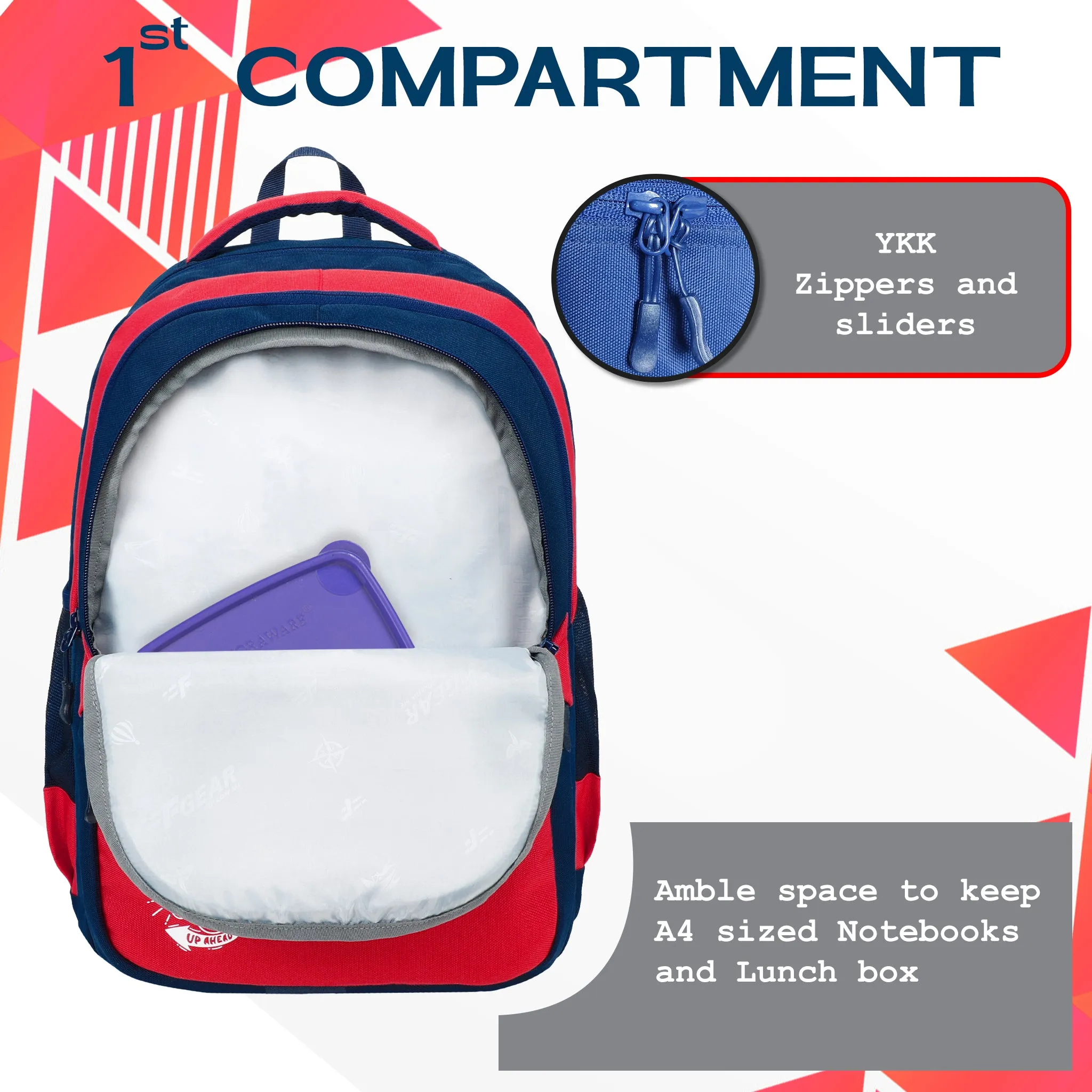 Battleship 32L Navy Blue Red Backpack