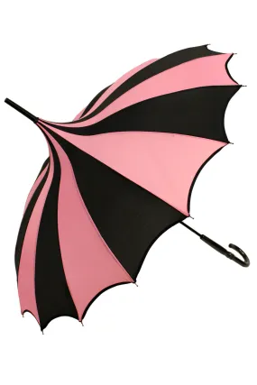 Batwing Pagoda Umbrella [BLACK/PASTEL PINK STRIPED]