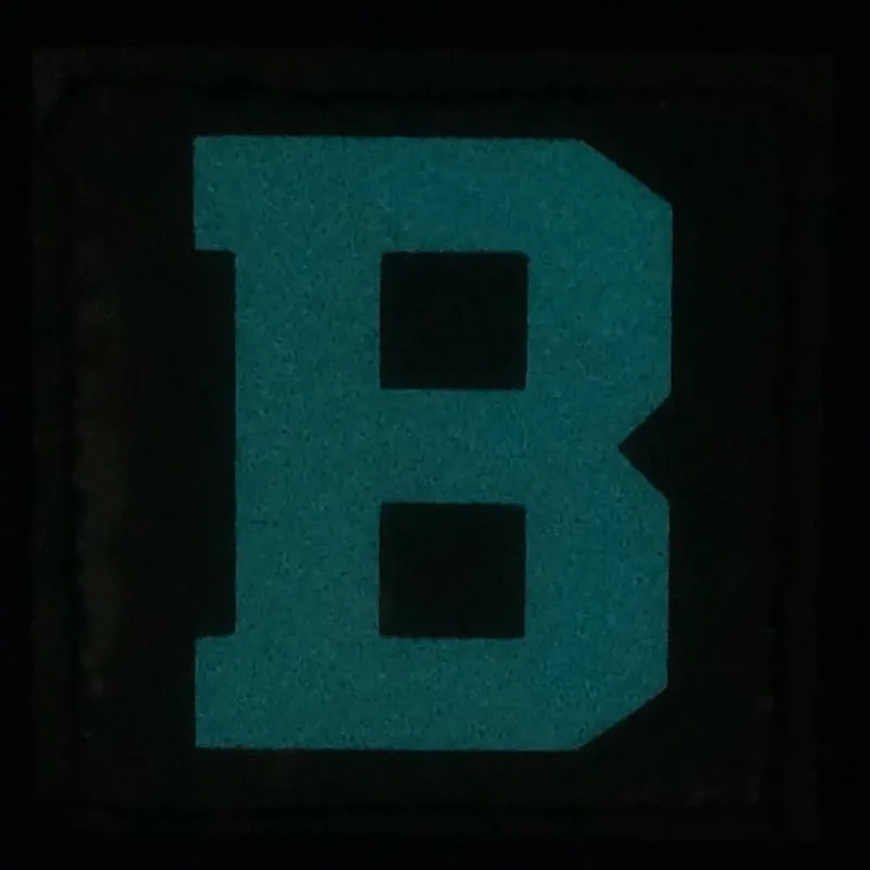 BIG LETTER B PATCH - BLUE GLOW IN THE DARK