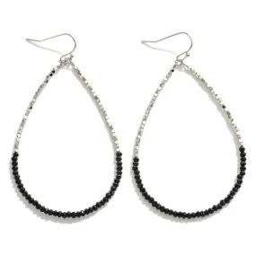 Black Beaded Teardrop Gold Dangle