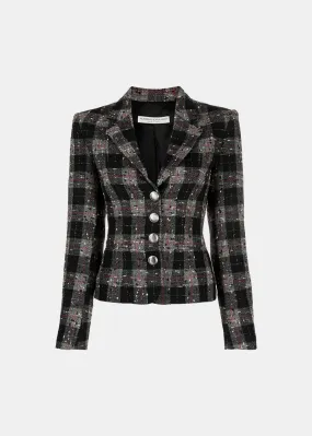 Black Checked Lurex Wool Jacket