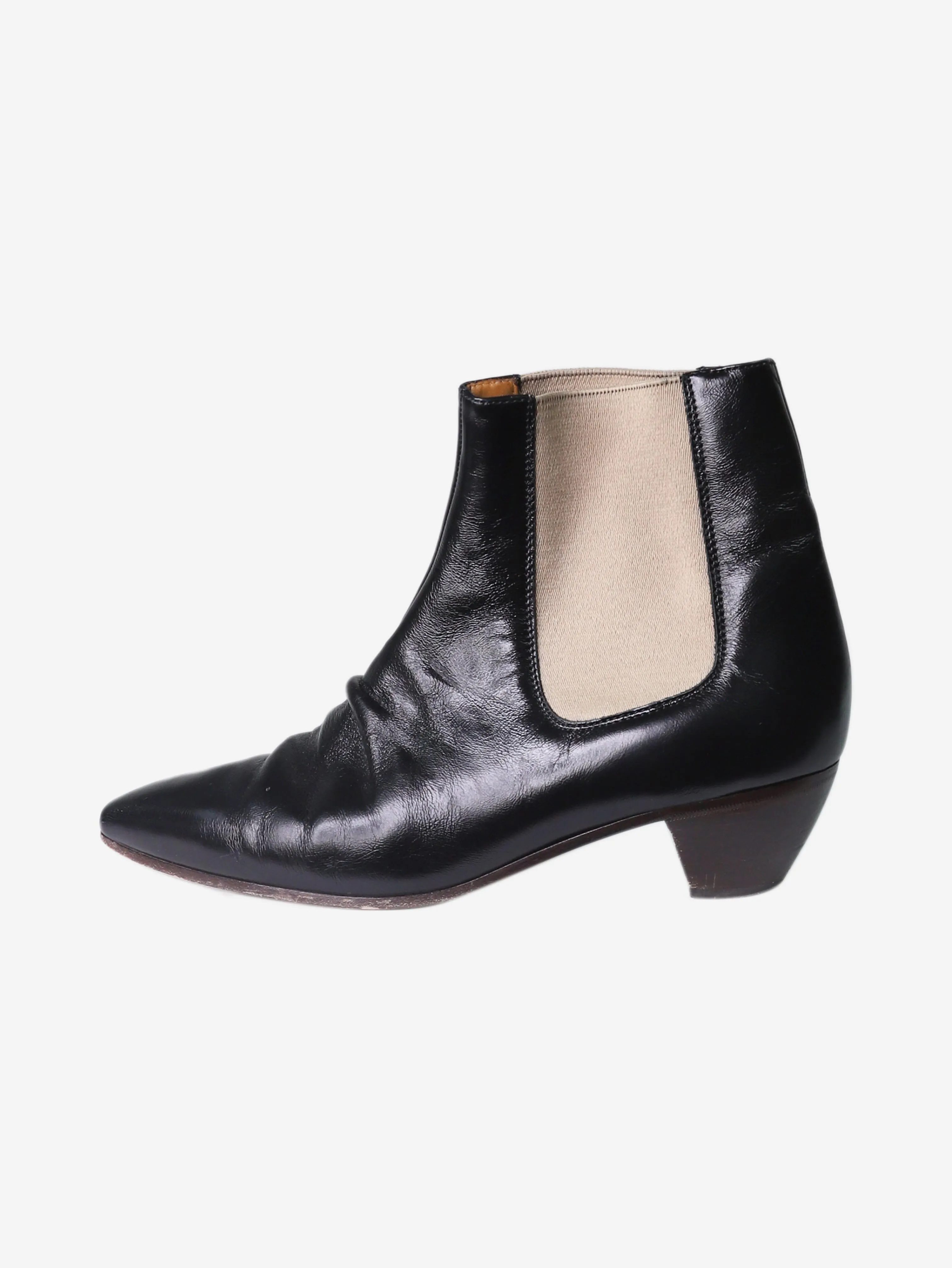 Black leather ankle boots - size EU 38