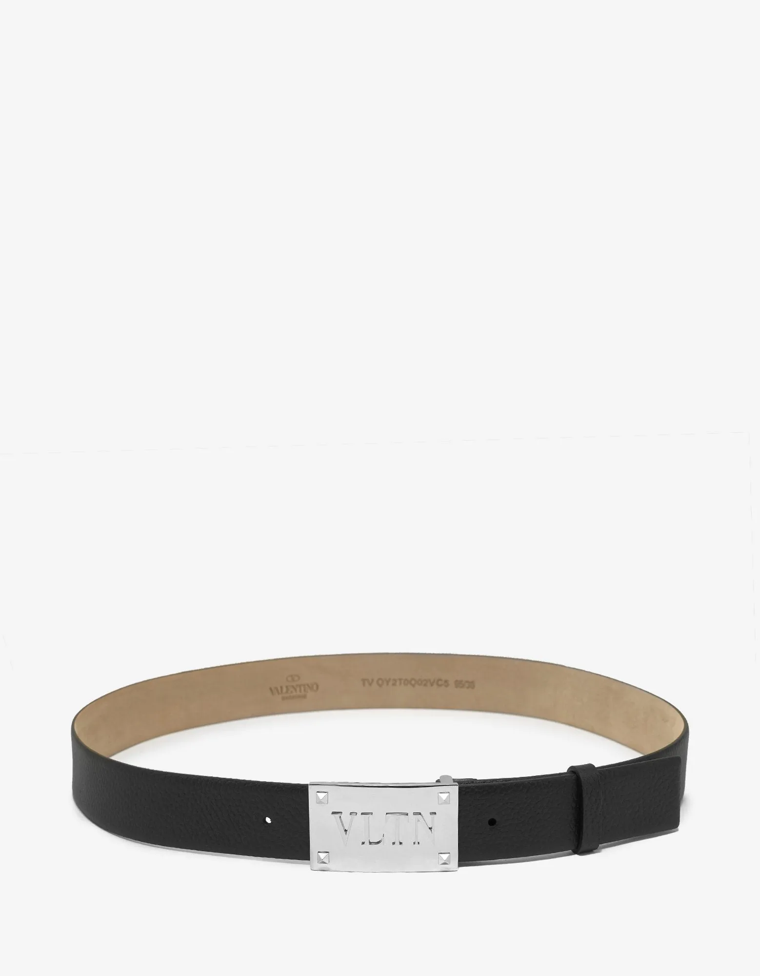 Black Leather VLTN Buckle Belt