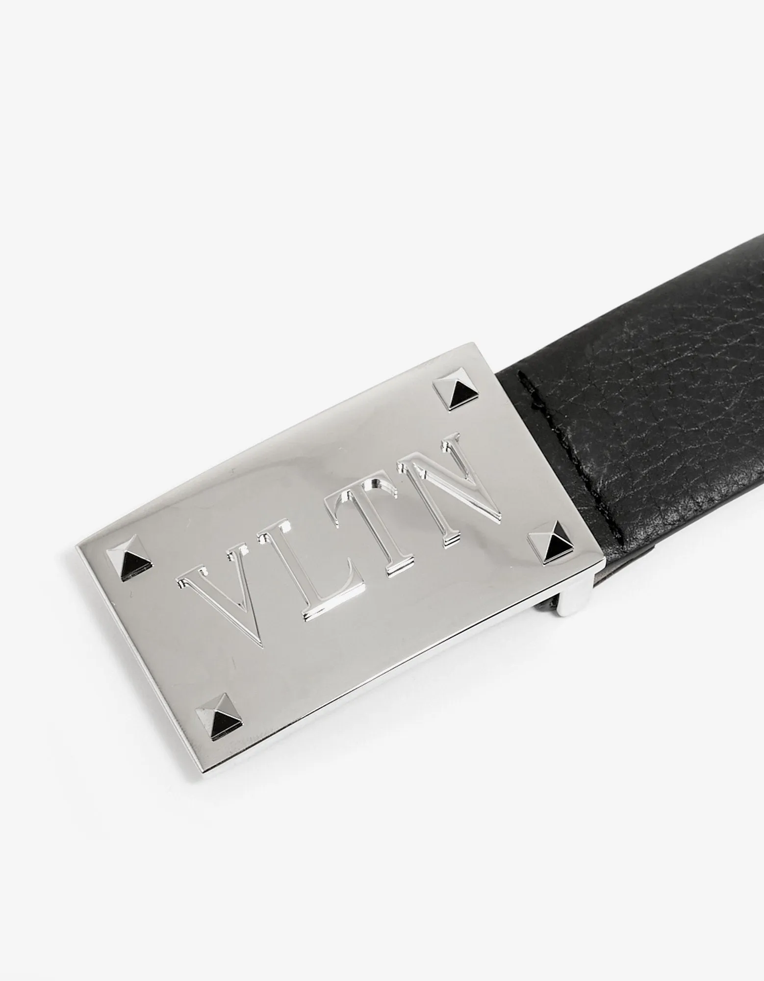 Black Leather VLTN Buckle Belt