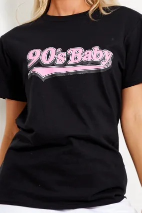 Black Printed 90's Baby T-shirt