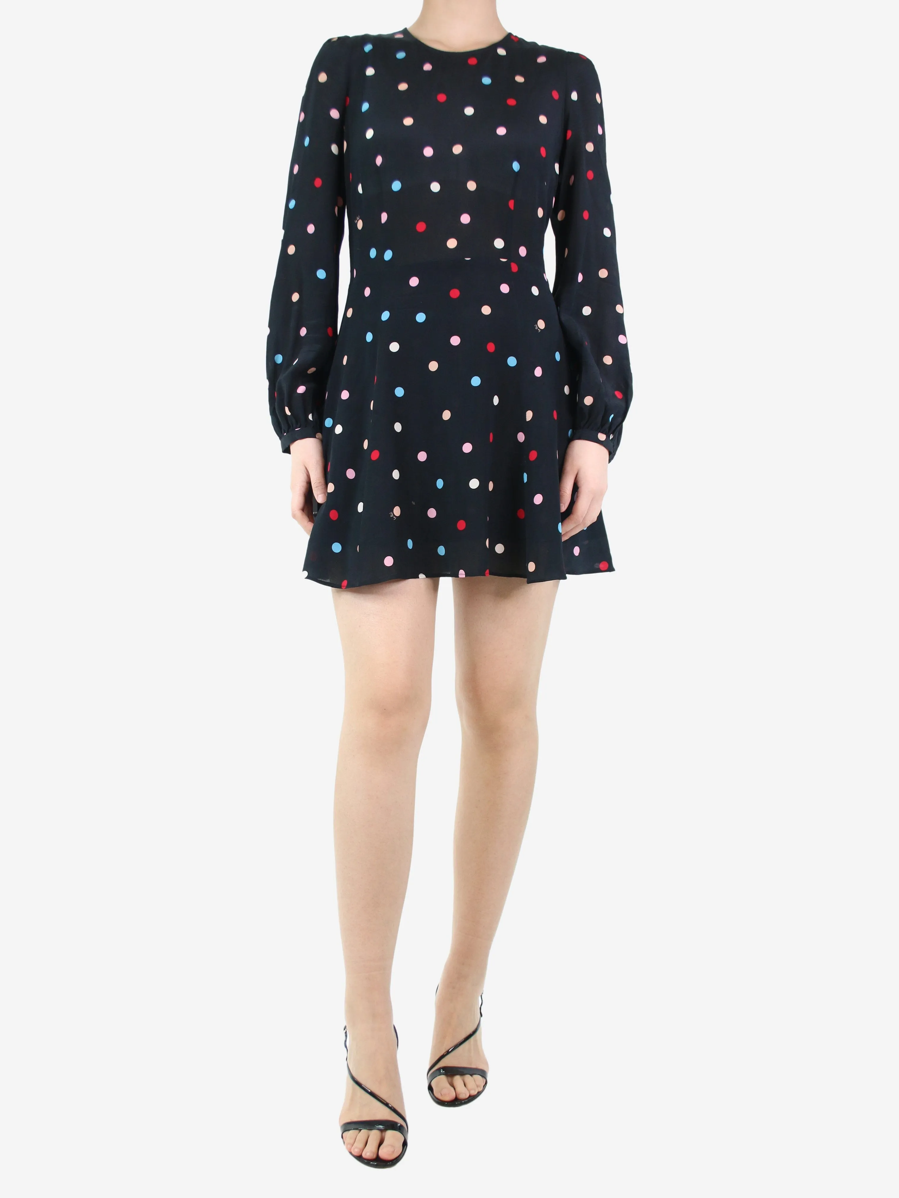 Black silk polka dot dress - size M