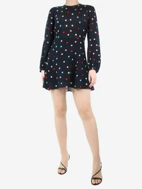 Black silk polka dot dress - size M