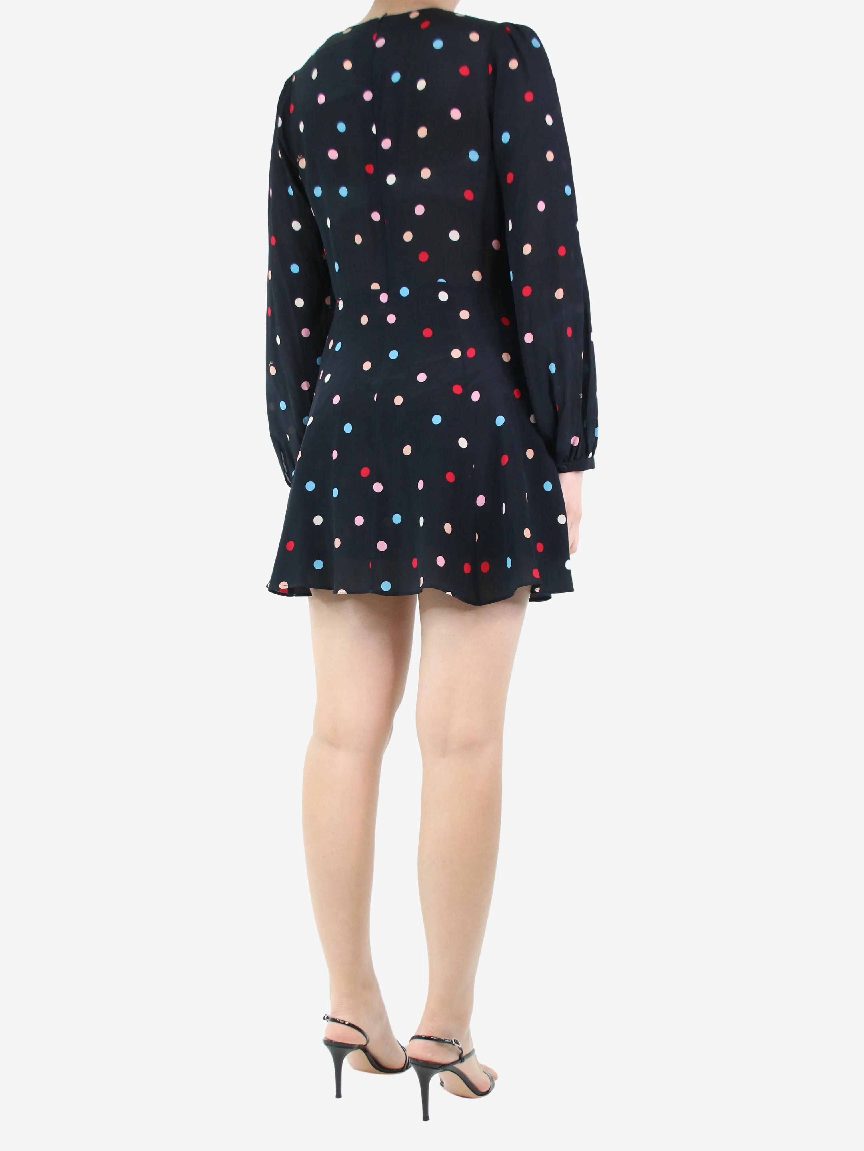 Black silk polka dot dress - size M