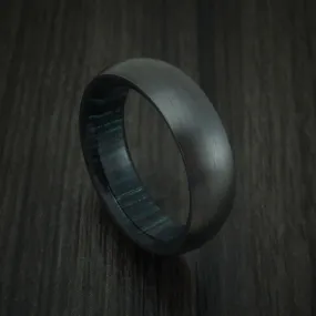 Black Zirconium and Indigo Wood Hard Wood Sleeve Men's Ring Custom Made