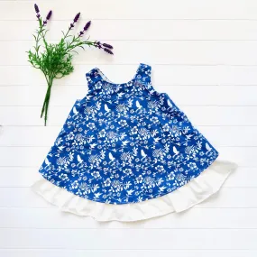 Blossom Dress in Blue Bird Garden Print