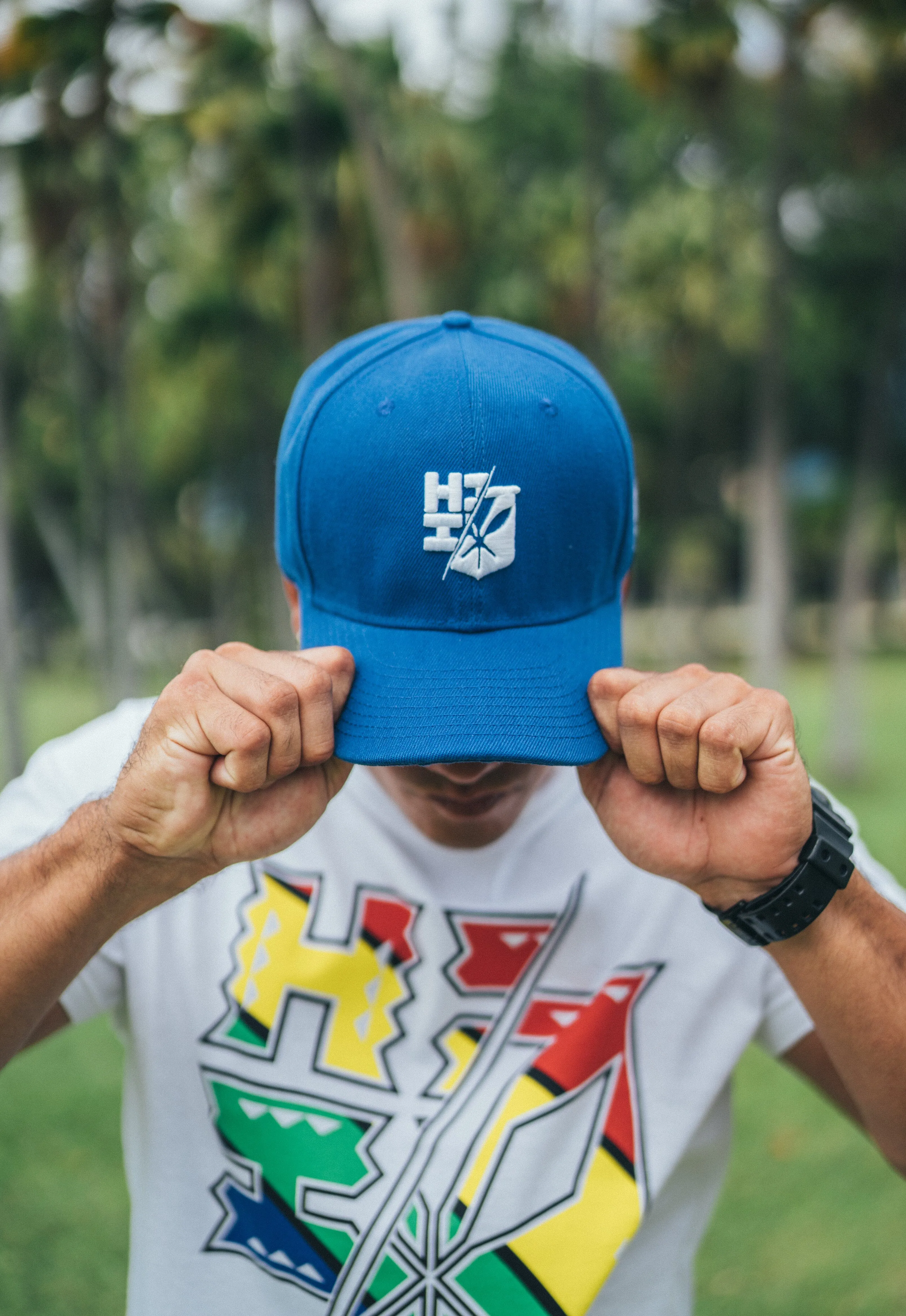 BLUE & WHITE SPLIT LOGO HAT