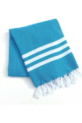 Blue & White Striped Organic Turkish Towel