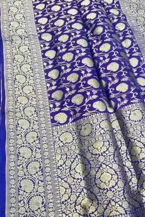 Blue Banarasi Handloom Pure Katan Silk Saree